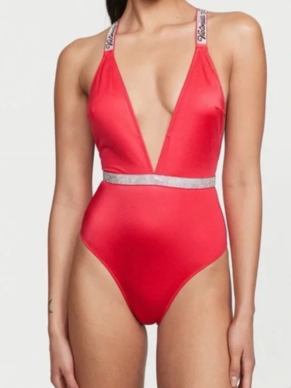 Victoria's Secret Red One-Piece Swimsuit with Rhinestone Band